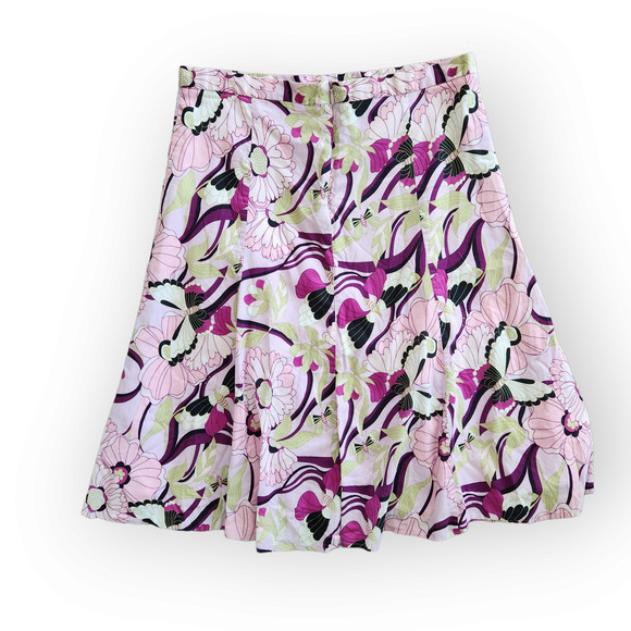 Vintage Byerwear Cotton Pink Butterfly Floral A-Line Skirt 28 - Picture 2 of 9